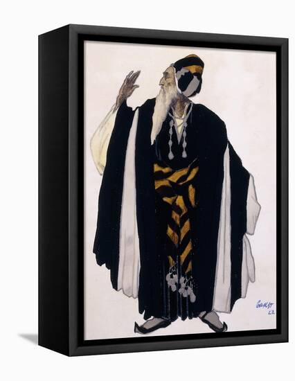 Costume Design for a Jewish Elder for the Drama 'Judith', 1922 (Pencil, W/C and Gouache on Paper)-Leon Bakst-Framed Premier Image Canvas