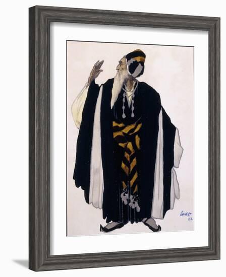 Costume Design for a Jewish Elder for the Drama 'Judith', 1922 (Pencil, W/C and Gouache on Paper)-Leon Bakst-Framed Giclee Print