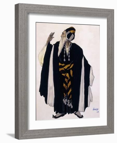 Costume Design for a Jewish Elder for the Drama 'Judith', 1922 (Pencil, W/C and Gouache on Paper)-Leon Bakst-Framed Giclee Print