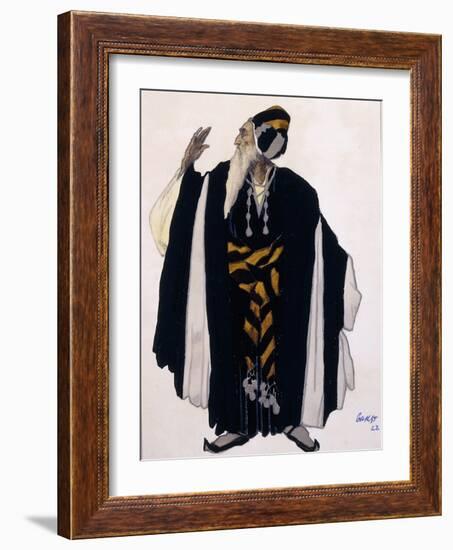 Costume Design for a Jewish Elder for the Drama 'Judith', 1922 (Pencil, W/C and Gouache on Paper)-Leon Bakst-Framed Giclee Print