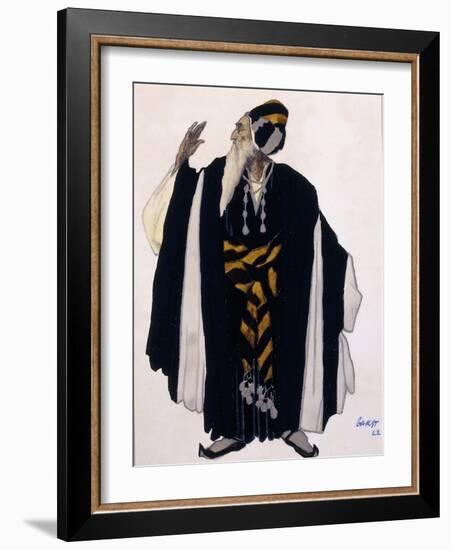 Costume Design for a Jewish Elder for the Drama 'Judith', 1922 (Pencil, W/C and Gouache on Paper)-Leon Bakst-Framed Giclee Print