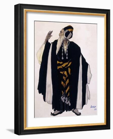 Costume Design for a Jewish Elder for the Drama 'Judith', 1922 (Pencil, W/C and Gouache on Paper)-Leon Bakst-Framed Giclee Print