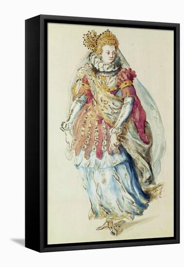 Costume Design for a Lady Masquer, 1610-Inigo Jones-Framed Premier Image Canvas