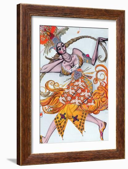 Costume Design for a Pas De Deux Danced at the Opening Gala of the Diaghilev Ballet in 1909-Leon Bakst-Framed Giclee Print