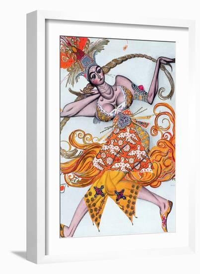 Costume Design for a Pas De Deux Danced at the Opening Gala of the Diaghilev Ballet in 1909-Leon Bakst-Framed Giclee Print