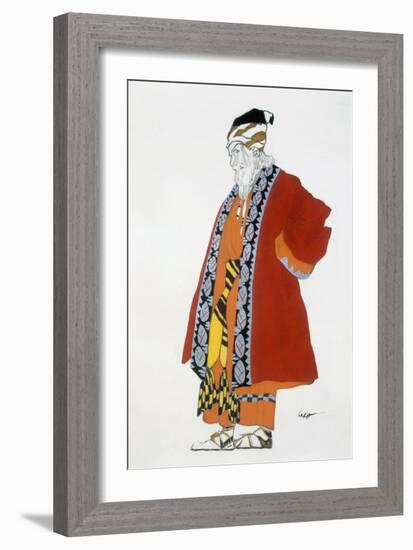 Costume Design for an Old Man in a Red Coat (Colour Litho)-Leon Bakst-Framed Giclee Print