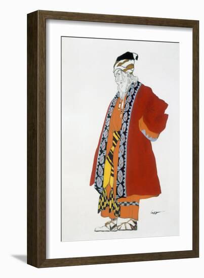 Costume Design for an Old Man in a Red Coat (Colour Litho)-Leon Bakst-Framed Giclee Print