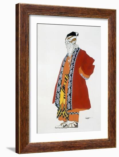 Costume Design for an Old Man in a Red Coat (Colour Litho)-Leon Bakst-Framed Giclee Print