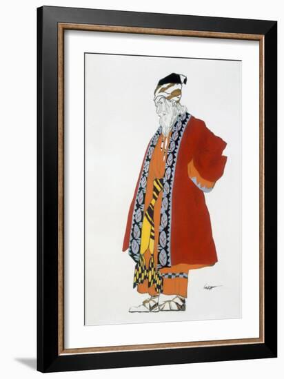 Costume Design for an Old Man in a Red Coat (Colour Litho)-Leon Bakst-Framed Giclee Print