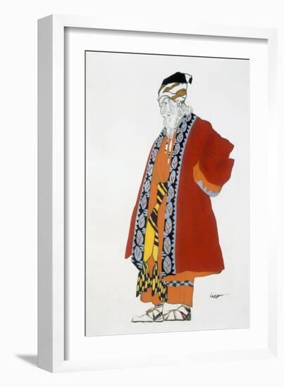 Costume Design for an Old Man in a Red Coat (Colour Litho)-Leon Bakst-Framed Giclee Print