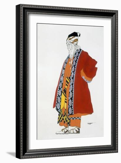 Costume Design for an Old Man in a Red Coat (Colour Litho)-Leon Bakst-Framed Giclee Print