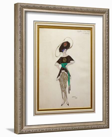 Costume Design for Ethel Levy in 'Hello Tango', 1913 (Gouache and Gold Paint over Pencil on Paper)-Leon Bakst-Framed Giclee Print