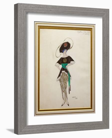 Costume Design for Ethel Levy in 'Hello Tango', 1913 (Gouache and Gold Paint over Pencil on Paper)-Leon Bakst-Framed Giclee Print