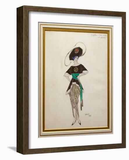 Costume Design for Ethel Levy in 'Hello Tango', 1913 (Gouache and Gold Paint over Pencil on Paper)-Leon Bakst-Framed Giclee Print