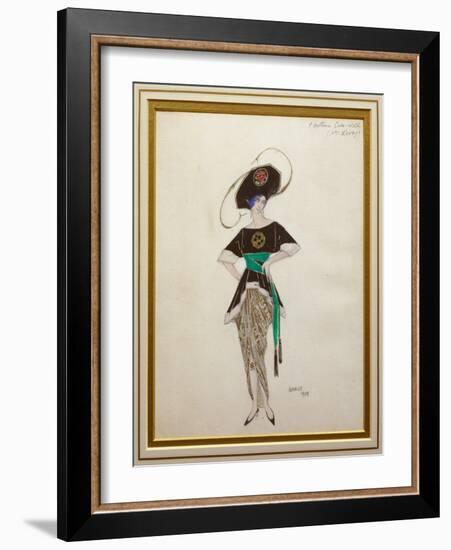 Costume Design for Ethel Levy in 'Hello Tango', 1913 (Gouache and Gold Paint over Pencil on Paper)-Leon Bakst-Framed Giclee Print