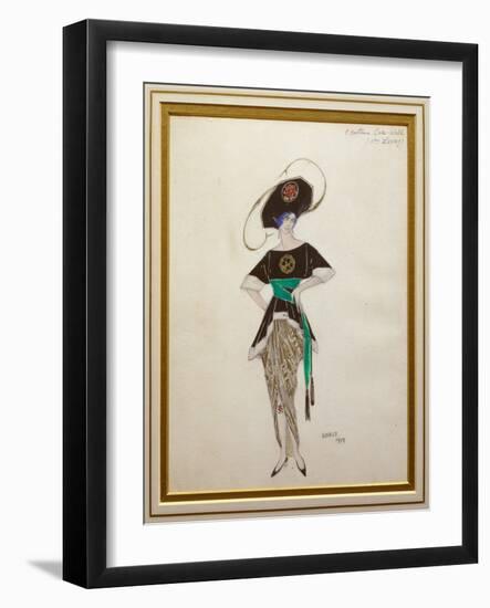 Costume Design for Ethel Levy in 'Hello Tango', 1913 (Gouache and Gold Paint over Pencil on Paper)-Leon Bakst-Framed Giclee Print