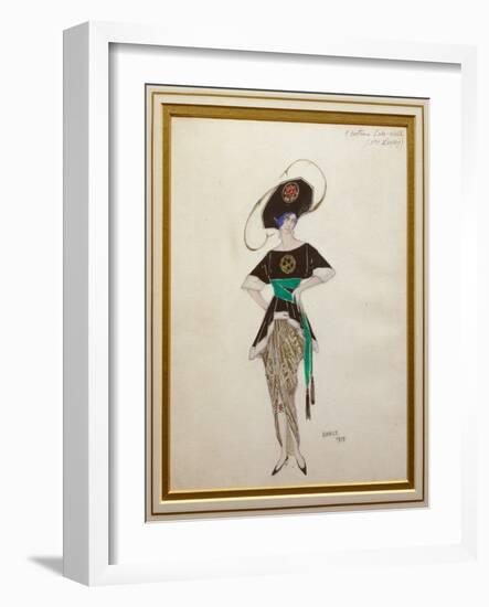 Costume Design for Ethel Levy in 'Hello Tango', 1913 (Gouache and Gold Paint over Pencil on Paper)-Leon Bakst-Framed Giclee Print