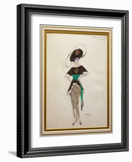 Costume Design for Ethel Levy in 'Hello Tango', 1913 (Gouache and Gold Paint over Pencil on Paper)-Leon Bakst-Framed Giclee Print