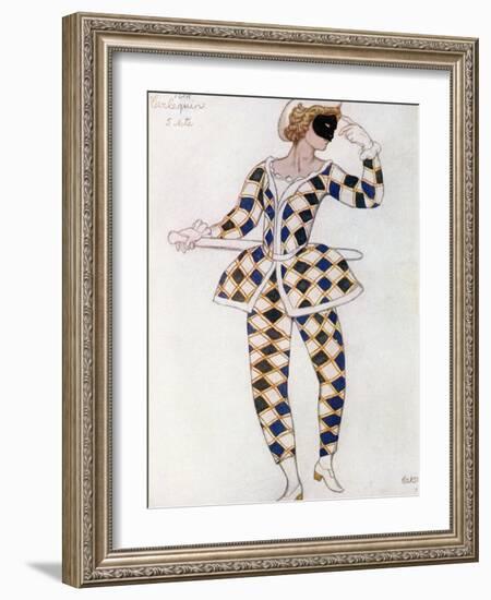 Costume Design for Harlequin, from Sleeping Beauty, 1921-Leon Bakst-Framed Giclee Print