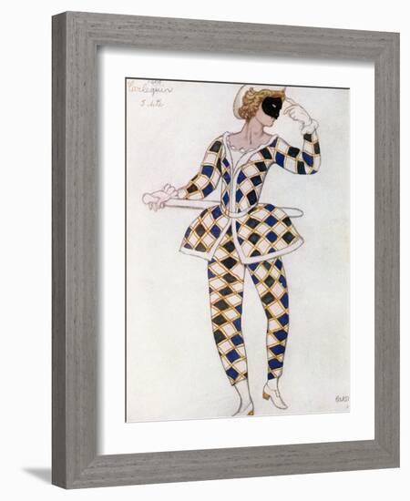 Costume Design for Harlequin, from Sleeping Beauty, 1921-Leon Bakst-Framed Giclee Print