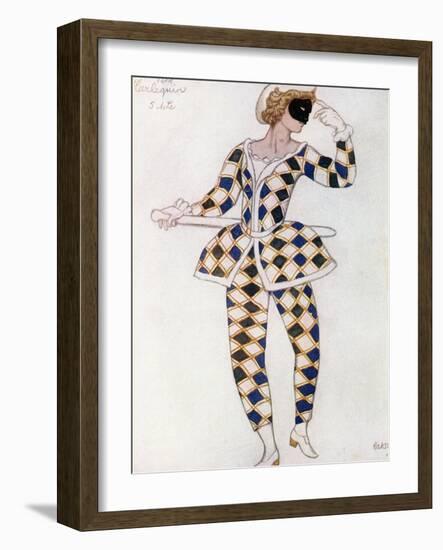 Costume Design for Harlequin, from Sleeping Beauty, 1921-Leon Bakst-Framed Giclee Print