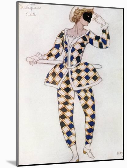 Costume Design for Harlequin, from Sleeping Beauty, 1921-Leon Bakst-Mounted Giclee Print