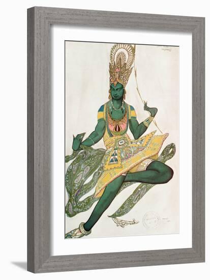 Costume Design for Nijinsky (1889-1950) for His Role as the 'Blue God', 1911 (W/C on Paper)-Leon Bakst-Framed Premium Giclee Print