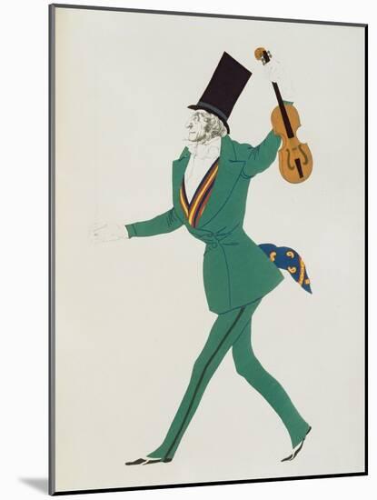 Costume Design for Paganini in 'The Enchanted Night' by Gabriele d'Annunzio-Leon Bakst-Mounted Giclee Print