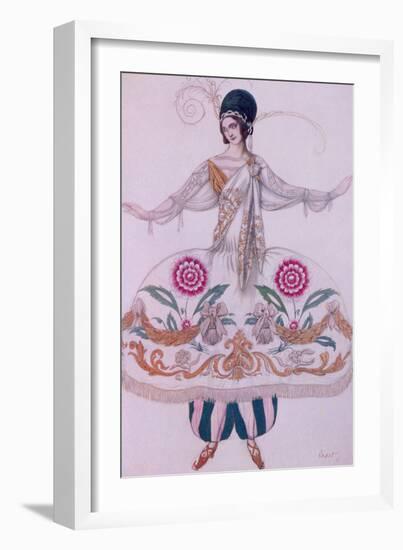Costume Design for Scheherazade, from Sleeping Beauty, 1921 (Colour Litho)-Leon Bakst-Framed Giclee Print