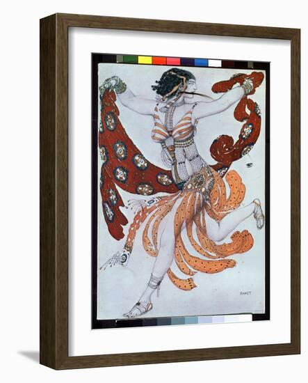 Costume Design for the Ballet Cleopatra by A. Arensky, 1909 (Pencil, W/C & Gouache on Paper)-Leon Bakst-Framed Giclee Print