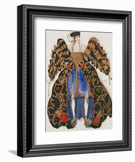 Costume Design for the Ballet 'La Legende De Joseph', 1914 (Charcoal and Gouache on Paper)-Leon Bakst-Framed Giclee Print