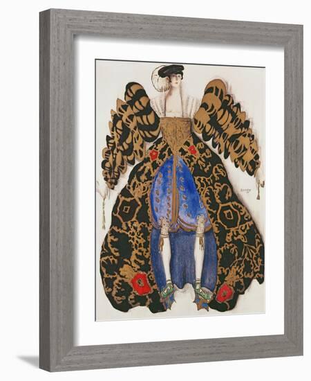 Costume Design for the Ballet 'La Legende De Joseph', 1914 (Charcoal and Gouache on Paper)-Leon Bakst-Framed Giclee Print