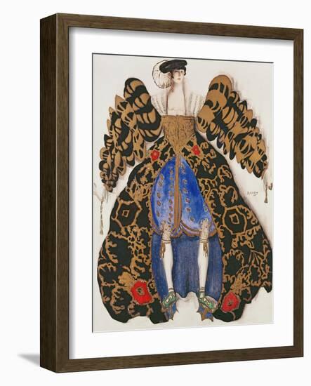 Costume Design for the Ballet 'La Legende De Joseph', 1914 (Charcoal and Gouache on Paper)-Leon Bakst-Framed Giclee Print