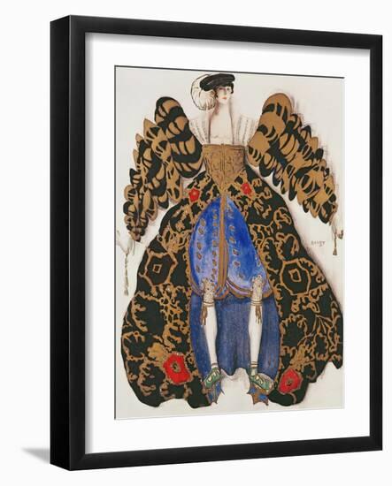 Costume Design for the Ballet 'La Legende De Joseph', 1914 (Charcoal and Gouache on Paper)-Leon Bakst-Framed Giclee Print