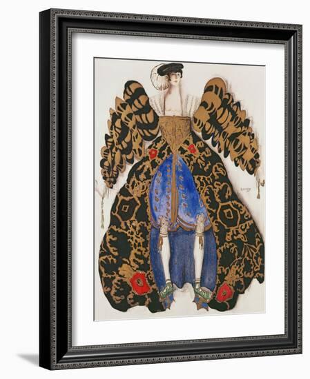 Costume Design for the Ballet 'La Legende De Joseph', 1914 (Charcoal and Gouache on Paper)-Leon Bakst-Framed Giclee Print