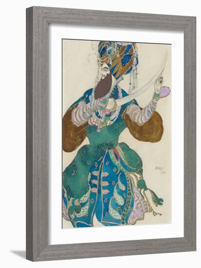 Costume design for the ballet Scheharazade by N Rimsky Korsakov, 1910-Leon Bakst-Framed Giclee Print