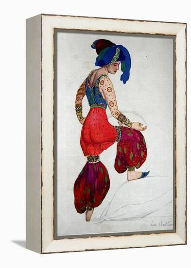 Costume Design for the Blue Sultan in 'Scheherazade', C.1910-Leon Bakst-Framed Premier Image Canvas