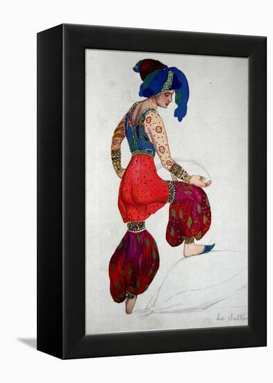 Costume Design for the Blue Sultan in 'Scheherazade', C.1910-Leon Bakst-Framed Premier Image Canvas