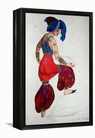Costume Design for the Blue Sultan in 'Scheherazade', C.1910-Leon Bakst-Framed Premier Image Canvas