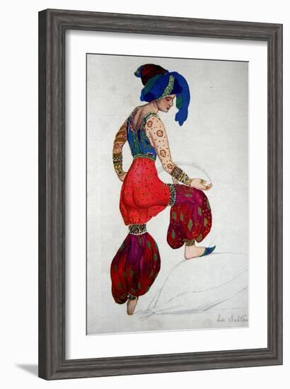 Costume Design for the Blue Sultan in 'Scheherazade', C.1910-Leon Bakst-Framed Giclee Print