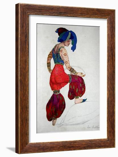 Costume Design for the Blue Sultan in 'Scheherazade', C.1910-Leon Bakst-Framed Giclee Print