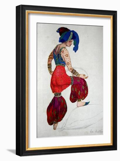 Costume Design for the Blue Sultan in 'Scheherazade', C.1910-Leon Bakst-Framed Giclee Print