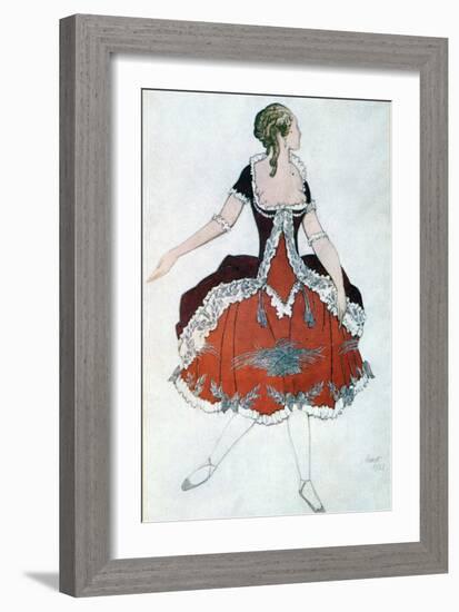 Costume Design for the Princess Aurora, from Sleeping Beauty, 1921-Leon Bakst-Framed Giclee Print