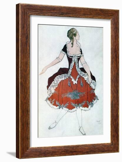 Costume Design for the Princess Aurora, from Sleeping Beauty, 1921-Leon Bakst-Framed Giclee Print