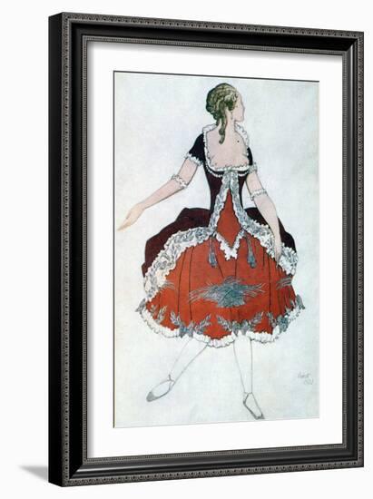 Costume Design for the Princess Aurora, from Sleeping Beauty, 1921-Leon Bakst-Framed Giclee Print