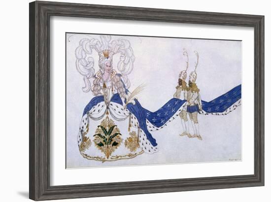 Costume Design for the Queen and Her Pages, from Sleeping Beauty, 1921-Leon Bakst-Framed Giclee Print