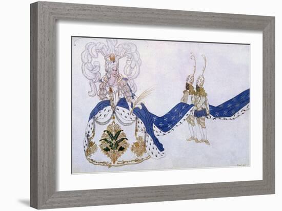 Costume Design for the Queen and Her Pages, from Sleeping Beauty, 1921-Leon Bakst-Framed Giclee Print