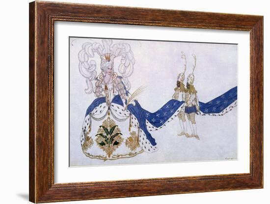 Costume Design for the Queen and Her Pages, from Sleeping Beauty, 1921-Leon Bakst-Framed Giclee Print