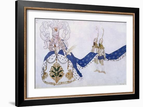 Costume Design for the Queen and Her Pages, from Sleeping Beauty, 1921-Leon Bakst-Framed Giclee Print