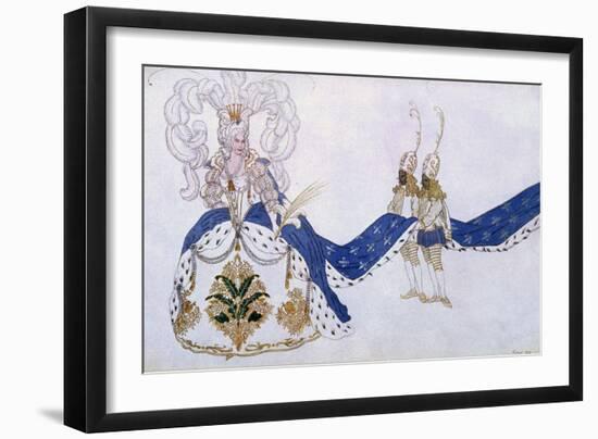 Costume Design for the Queen and Her Pages, from Sleeping Beauty, 1921-Leon Bakst-Framed Giclee Print